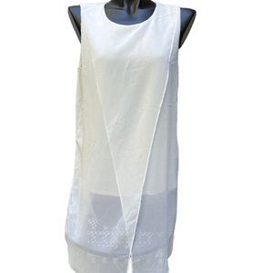 Elena Wang Women's Blouse Size SP White Keyhole Back Sleeveless Tunic Top NWT